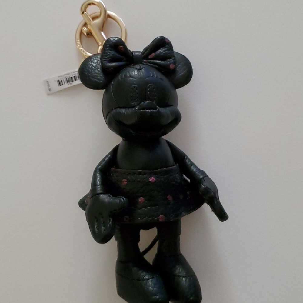 Coach Disney Minnie Mouse Black leather keychain